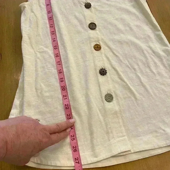 Soft Surroundings Women’s Sleeveless Delia Buttons Cotton V-Neck Tank NEW XS-S - Picture 6 of 13